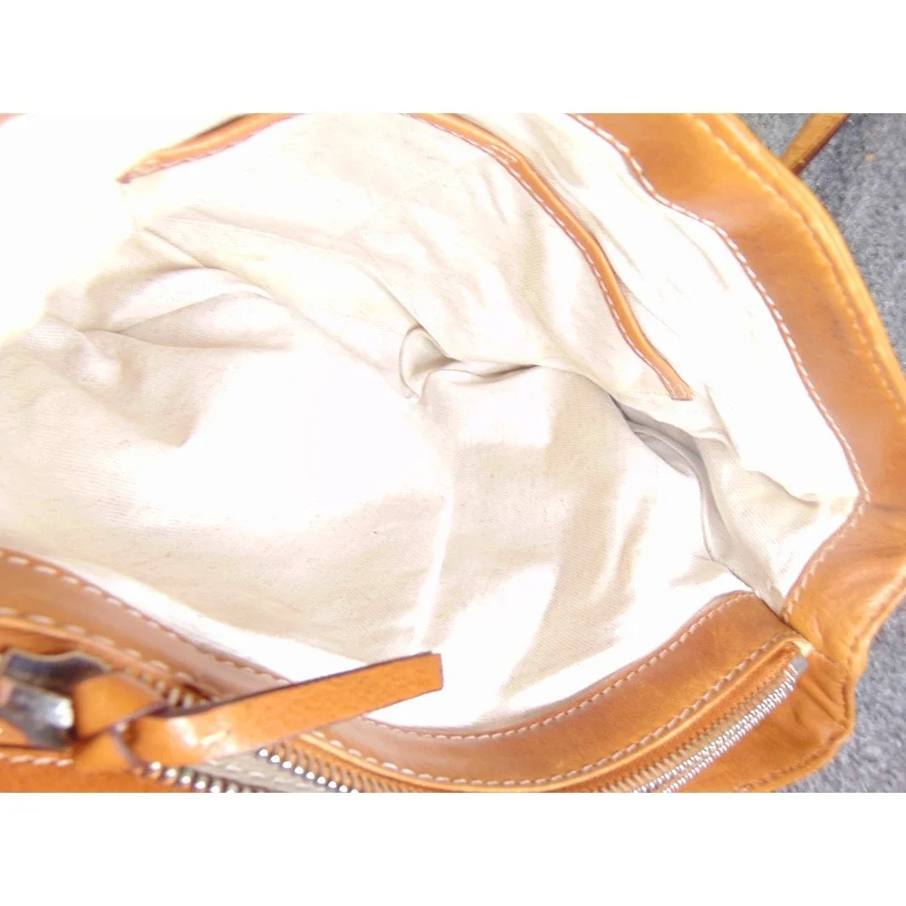 Michael Kors Satchel Tan Leather Buckle Large Handbag Shoulder Bag Distressed - Picture 11 of 14